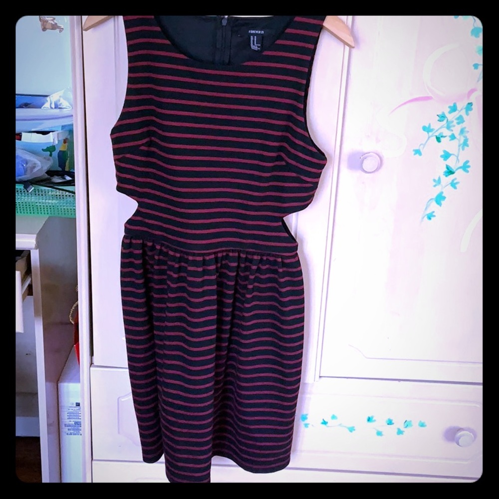 Black and red striped dress w/ side cutouts